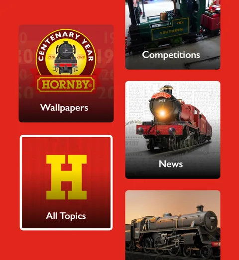 Hornby content tiles on red: wallpapers, competitions, news and all topics
