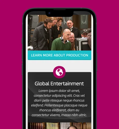 An ITV Media news page on a phone, on teal