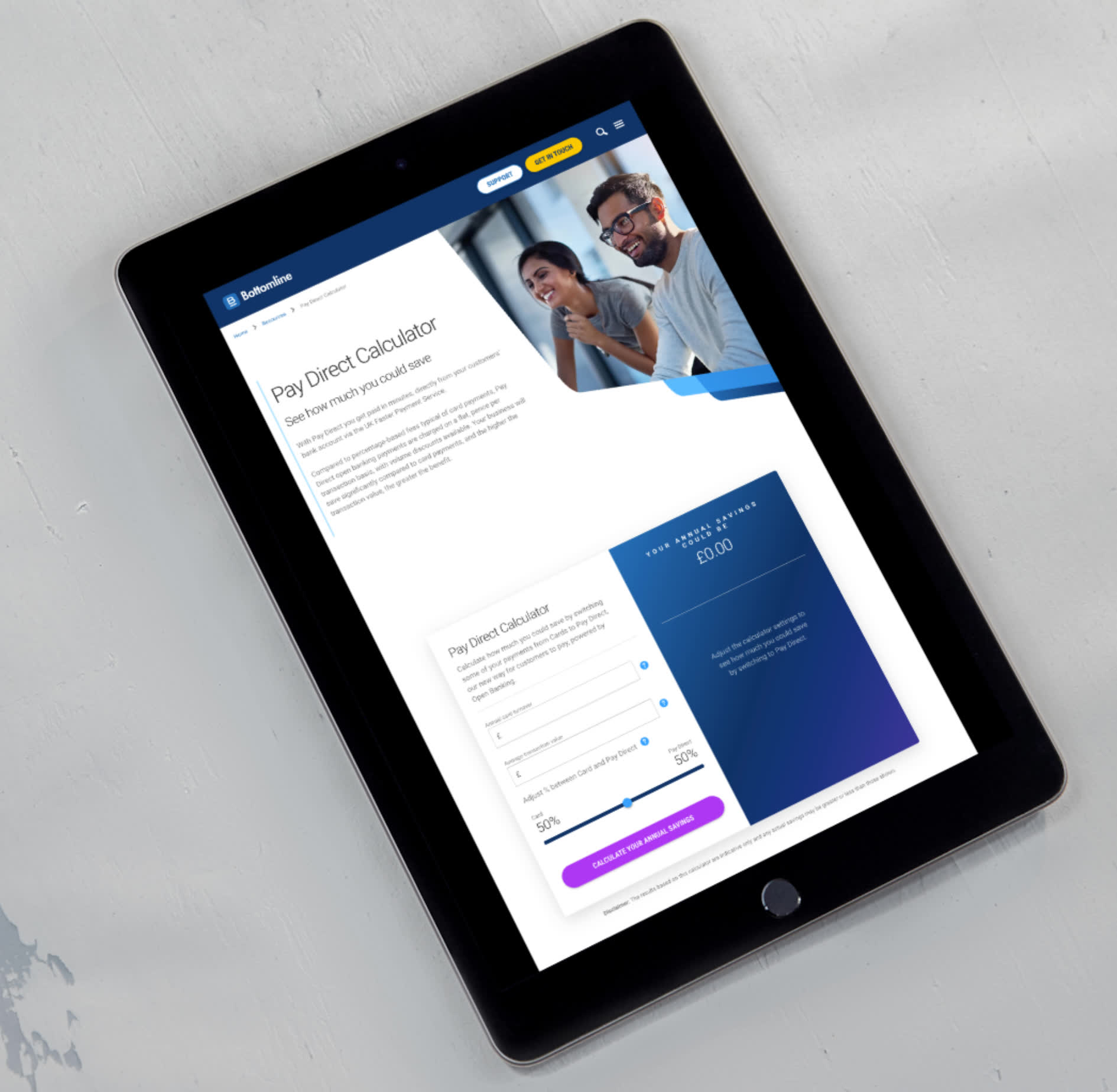 An image of an ipad with a financial calculator tool opened up.