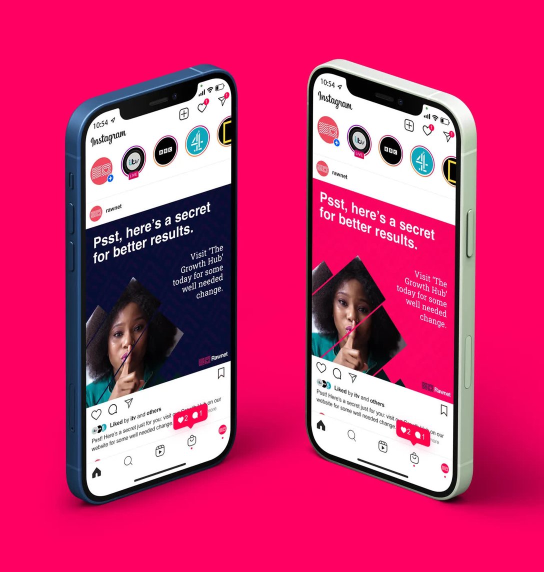 A picture of two iphones with Instagram open on the screens.